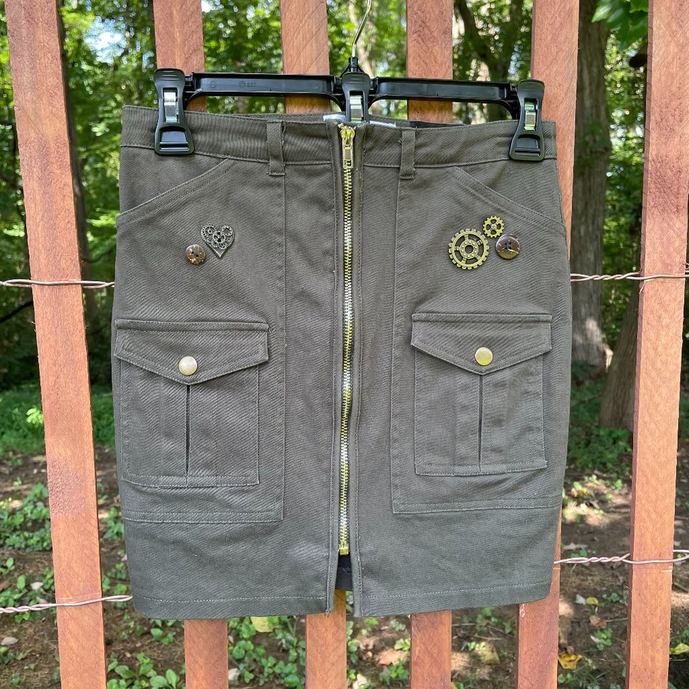 Olive green upcycled skirt